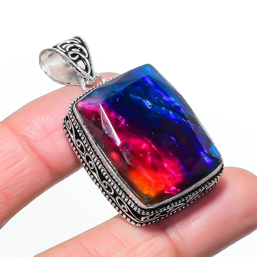 Natural Ammolite Gemastone 925 Sterling Silver Jewelry Pendant 1.89 AP-14543