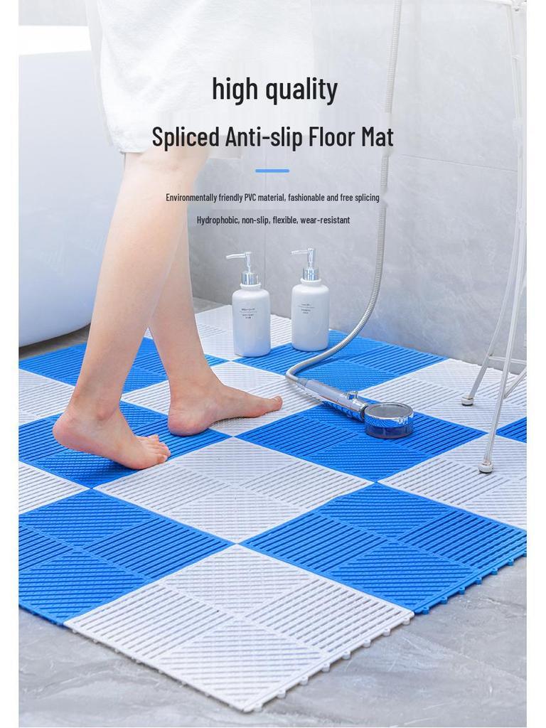 Non-Slip PVC Interlocking Shower Mat: Waterproof Bathroom Floor and Commercial Use Carpet