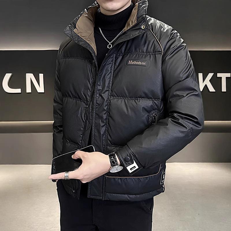 Fashion casual winter stand-up collar down jacket men's new short casual duck down cold and warm jacket cotton jacket
