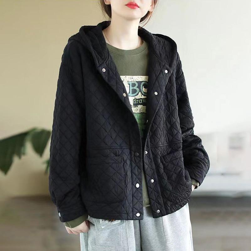 

Женская свободная теплая куртка с капюшоном больших размеров, свободный теплый топ с большими карманами в ромбовидную клетку XL