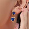 Stainless Steel Heart Glass Necklace Vintage Earrings Hand Chain Heart-shaped Jewelry Set  Party