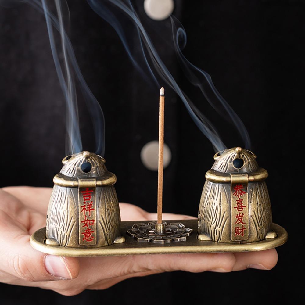 Creative Chinese Style Incense Burner Zinc Alloy Vertical Incense Holder Good Symbolism Accessories Incense Burning Gifts