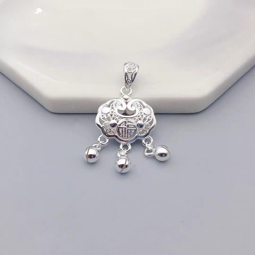 

S999 Чистый Серебряный Замок Долговечности Одиночный Подвесной Замок Безопасности Baifu Ожерелье Подвесной Светильник Роскошь 99