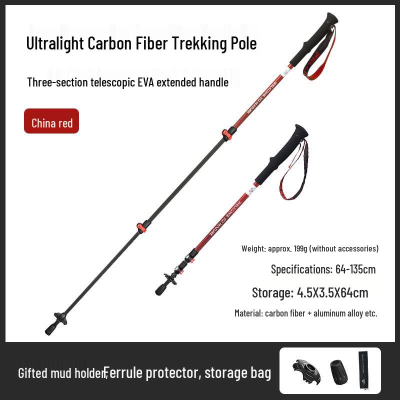

Bohixiu Carbon Fiber Telescopic Trekking Poles: Lightweight, Non-slip, Folding Walking Sticks for Outdoor Hiking and Climbing