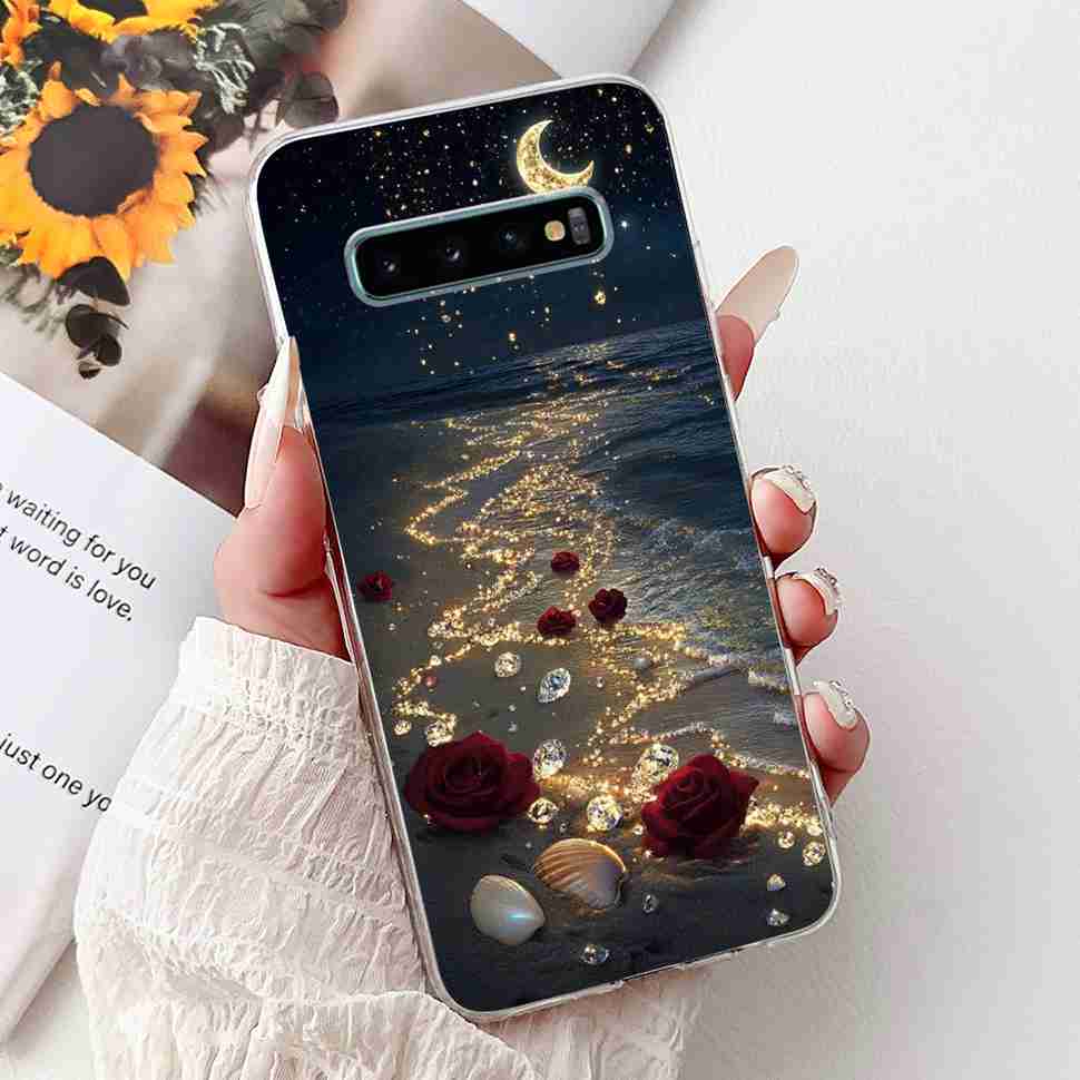 For Samsung Galaxy S10+ Case Fashion Design Soft Silicone TPU Back Cover For Samsung s10+ S10 Plus Butterfly Rose Phone Shell