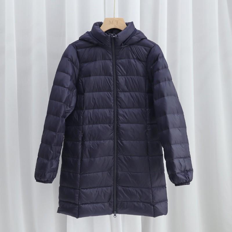 Womens Lightweight Detachable Hooded Down Coat Mid-Length Slim Fit Winter Jacket Daily Wear