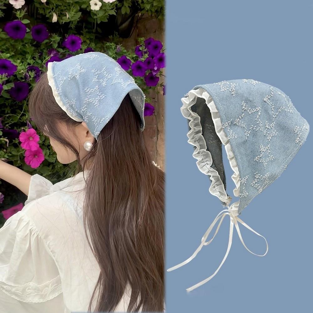 Turban Triangle Scarf Denim Headscarf Fashion Star Hair Scarf  Party