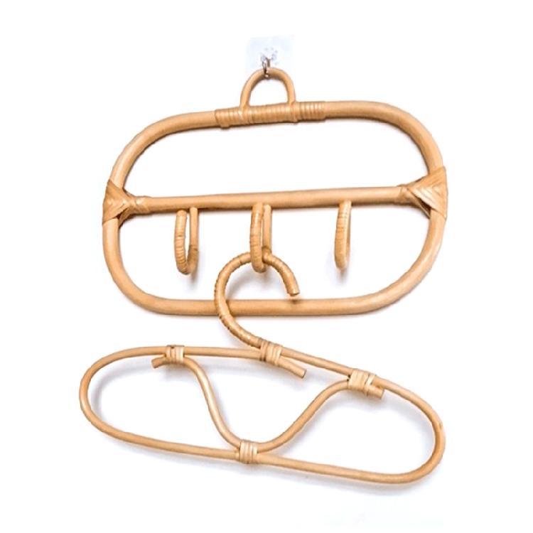 Natural Rattan Clothes Drying Rack with Clips Sockings Towels Diapers Bra Racks