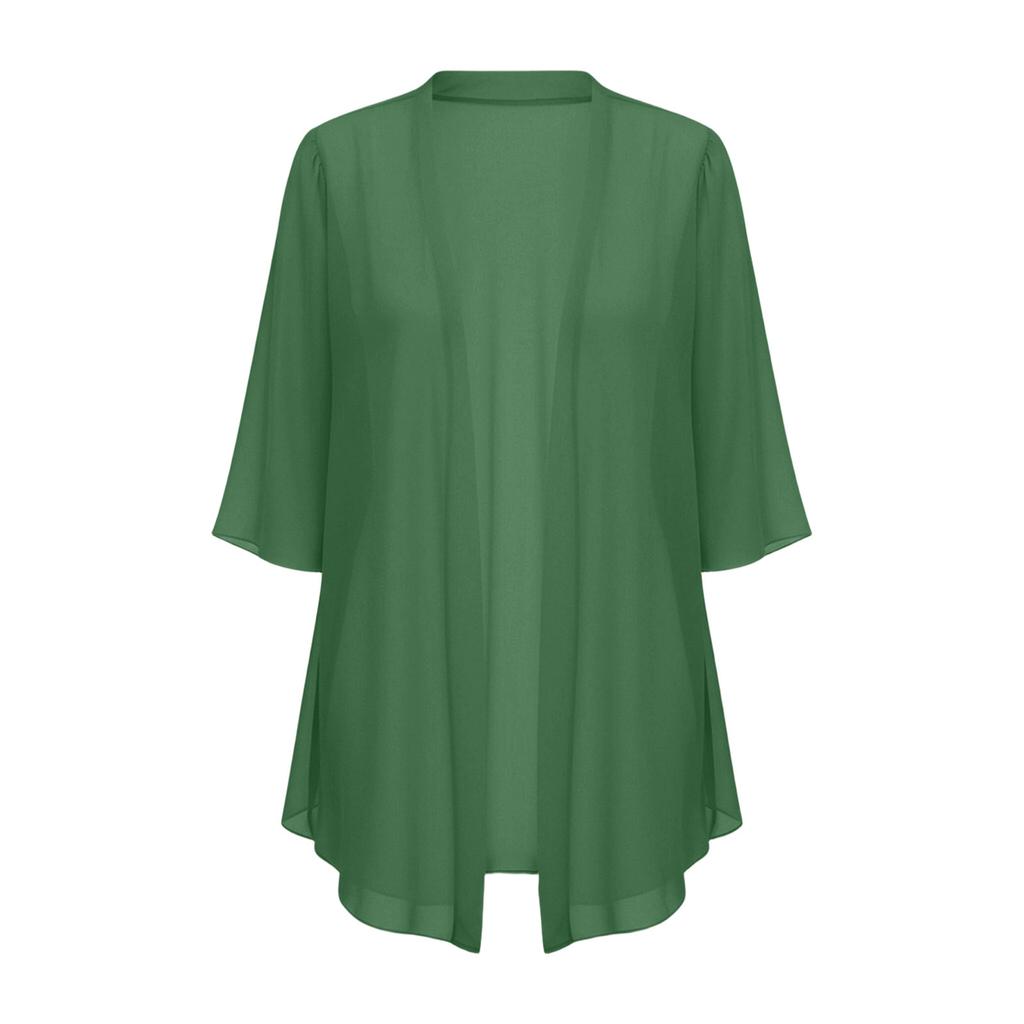 Damski Szyfonowy Kardigan Lekki Otwarty Z Przodu Cover Up Przezroczysty Szal Ochronny Przeciw Słońcu Top Casualowa Odzież Wierzchnia