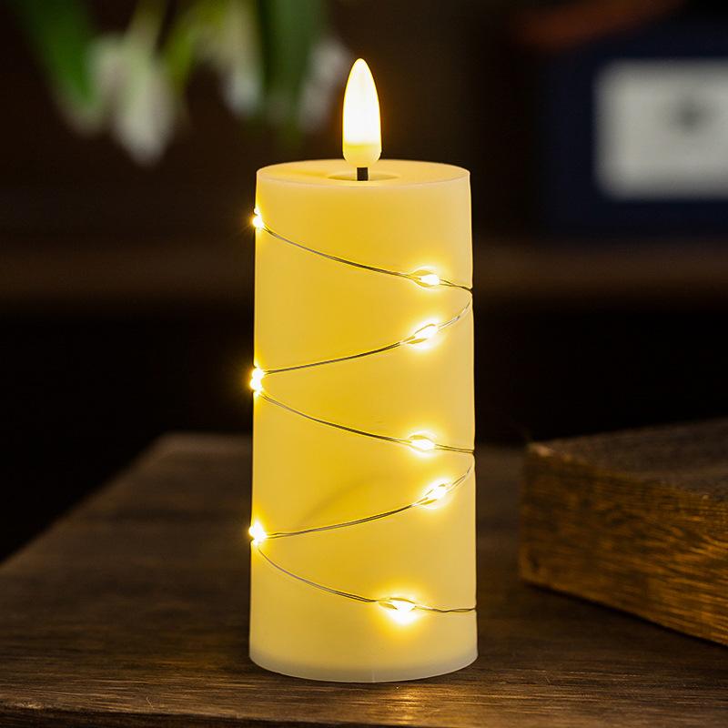 

Светодиодные электронные свечи для дня рождения, кемпинга, ресторана, романтической атмосферы, украшенные рождественскими украшениями, имитация пламени Wrapping light wire large