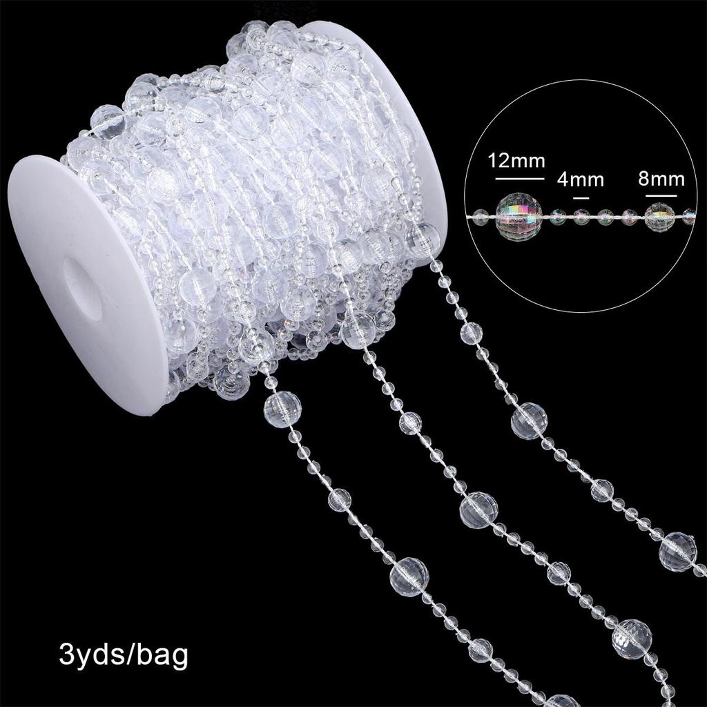 3Yard/ bag Akryl Gjennomsiktige perler for bryllup dekorasjon Hjem Party Ornament Supplies