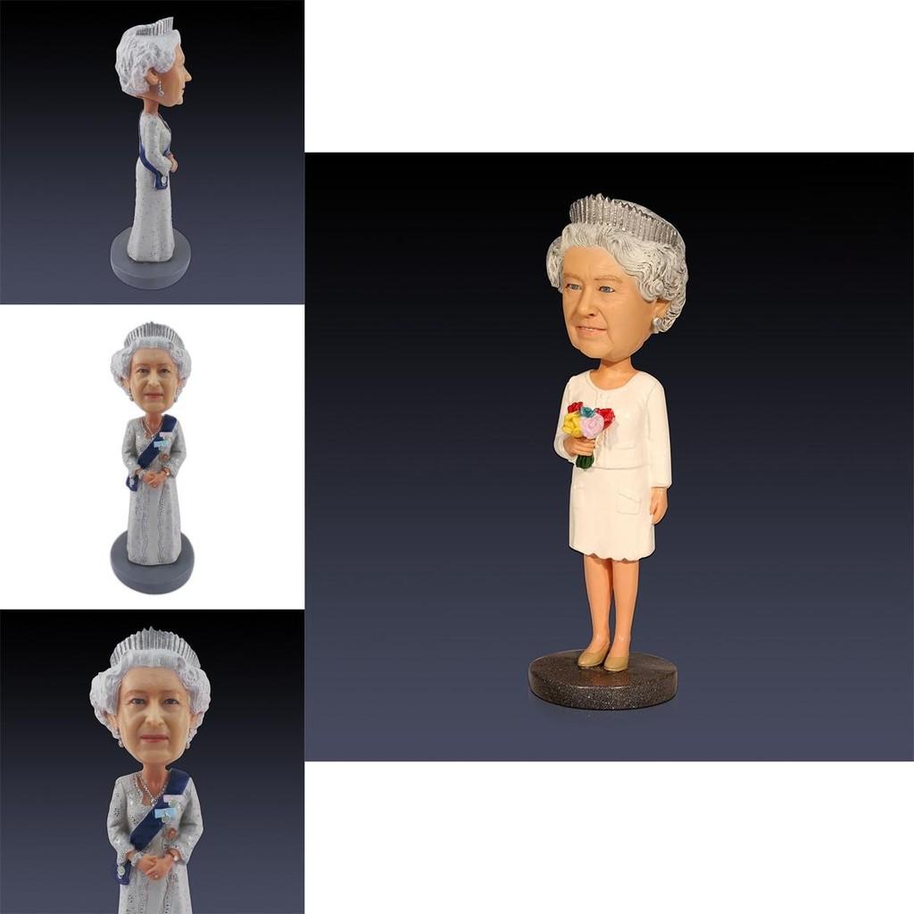 Figurine d'Action Résine Naturelle Jubilé de Platine de la Reine Emballage Carton Peint à la Main Décoration de Bureau