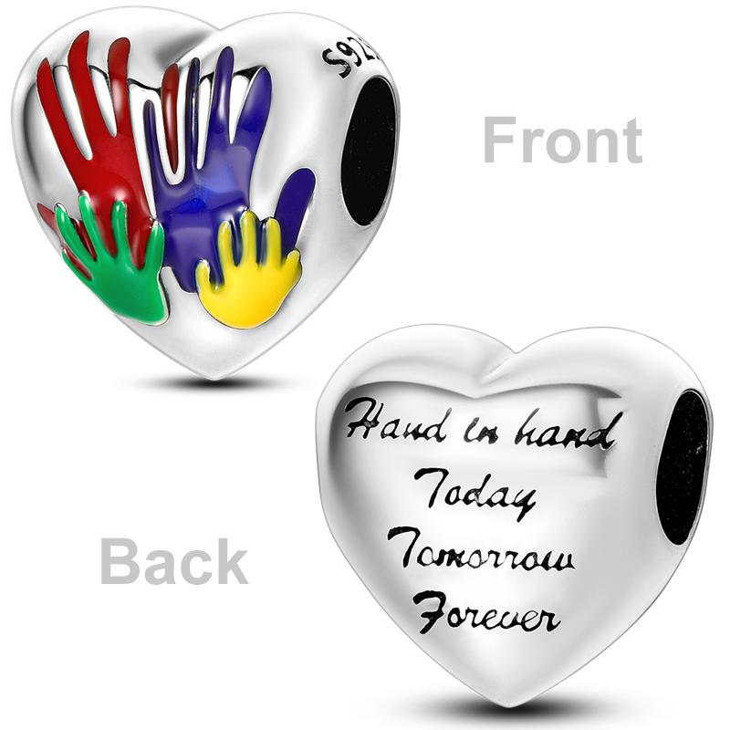 Copper Colorful Love Heart Shape Charm Beads Lover Girl Boy Dangle Fit Bangle Bracelet Necklace Jewelry Marking