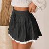 Women's Fashion Solid Color Splicing Cake Skirt Lace Lace High Waist A-line Half Length Short Skirt