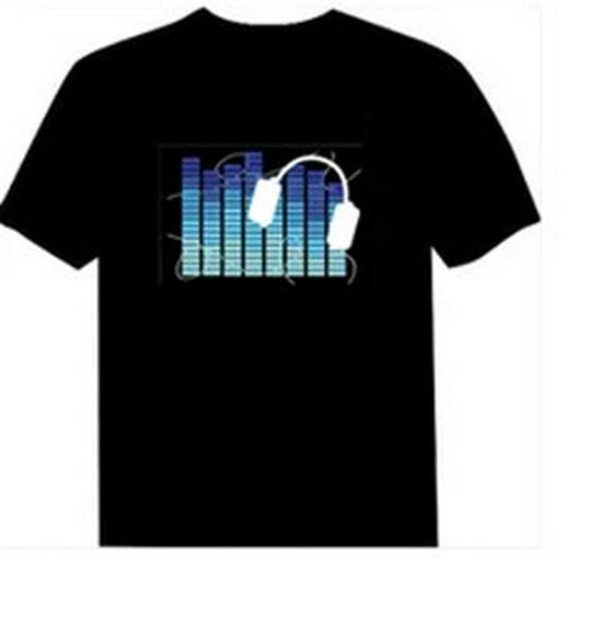 LED Sound Control Music Bar Flashing Luminous Short Sleeve T-shirt for Trendy Clubbing Men and Women.