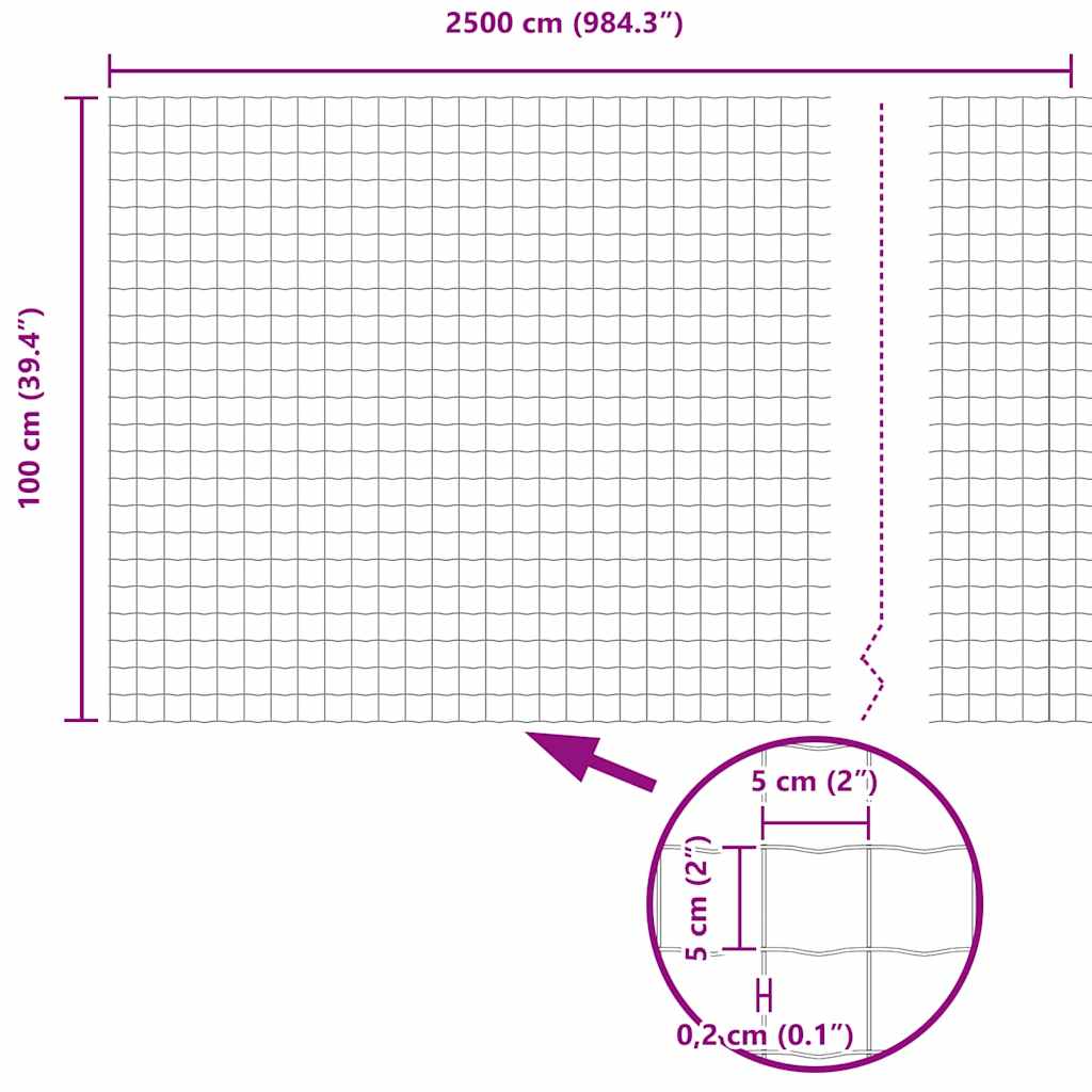 Welded Wire Fence 25 x 1 m (W x H) PVC Coated Steel