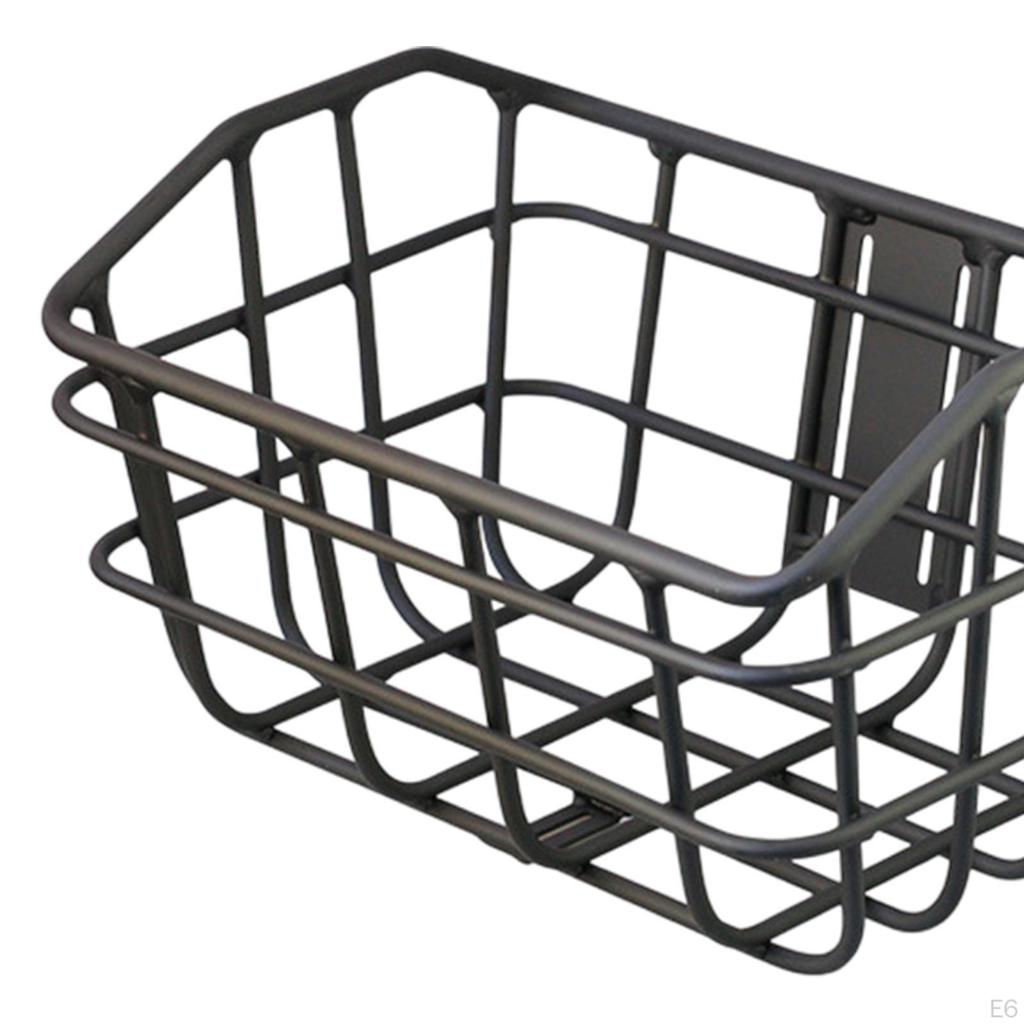 Bicycle Basket Black Front Convenient Assemble Sturdy Aluminum Alloy Cargo Container Accessories for