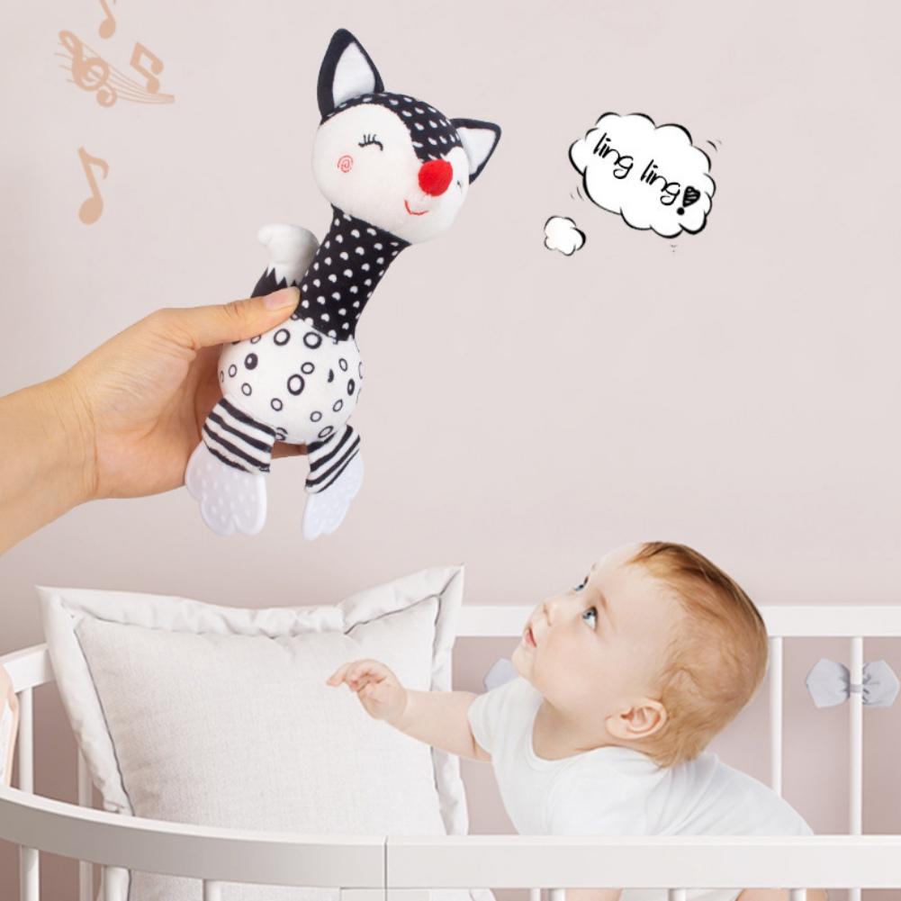 Zachte babyrammelaar pasgeborenen, pluche knuffeldierrammelaar, babyrammelaar Shaker, douchecadeau voor jongens, 9-12 maanden oude wieg en kauwspeeltje (Olifanten/Giraffe)