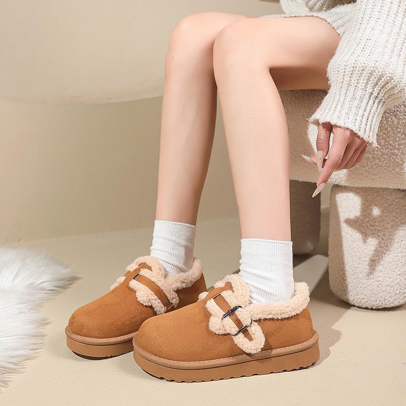 Fleece wear-resistant shoes 2025 autumn/winter new all-inclusive platform beanie shoes retro warmth