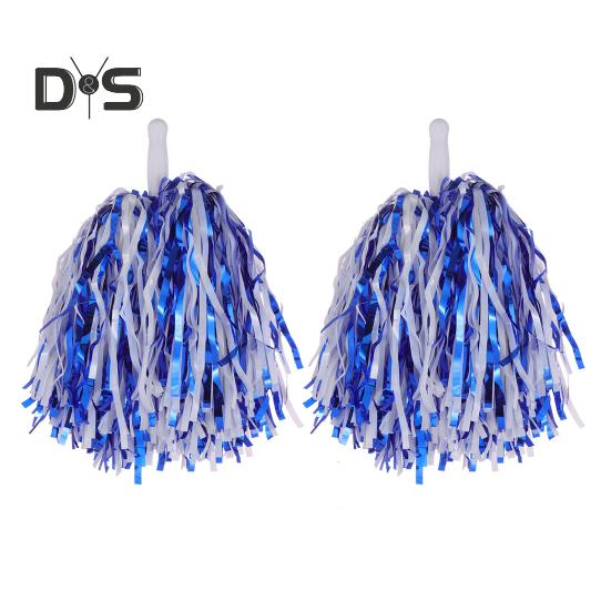 2Pcs Cheerleader Pom Poms Metallic Foil Cheerleader Pom Poms Hand Flowers with Handle for Sports Competitions Celebrations