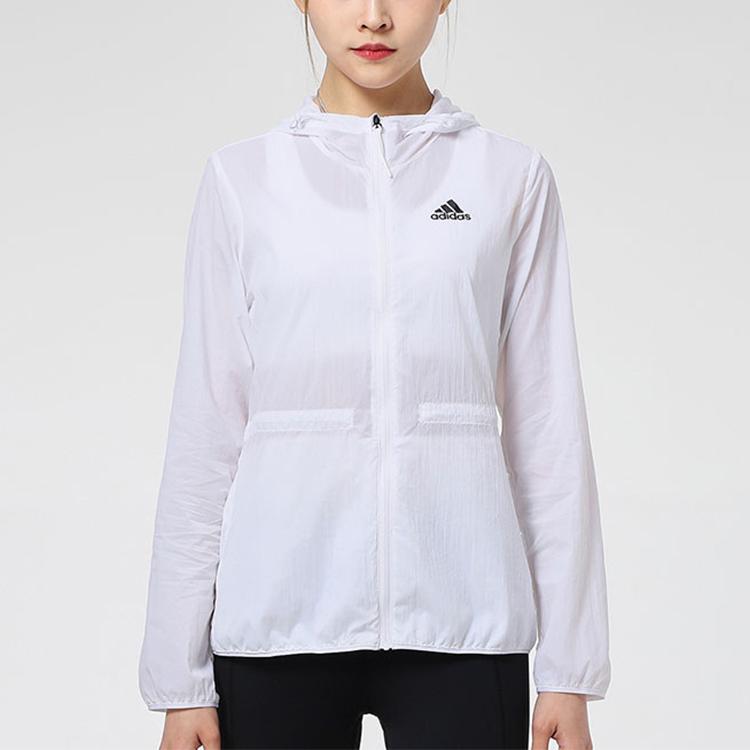 Adidas Woven Windbreaker Casual Sports Hooded Jacket Women Jacket White GQ0628