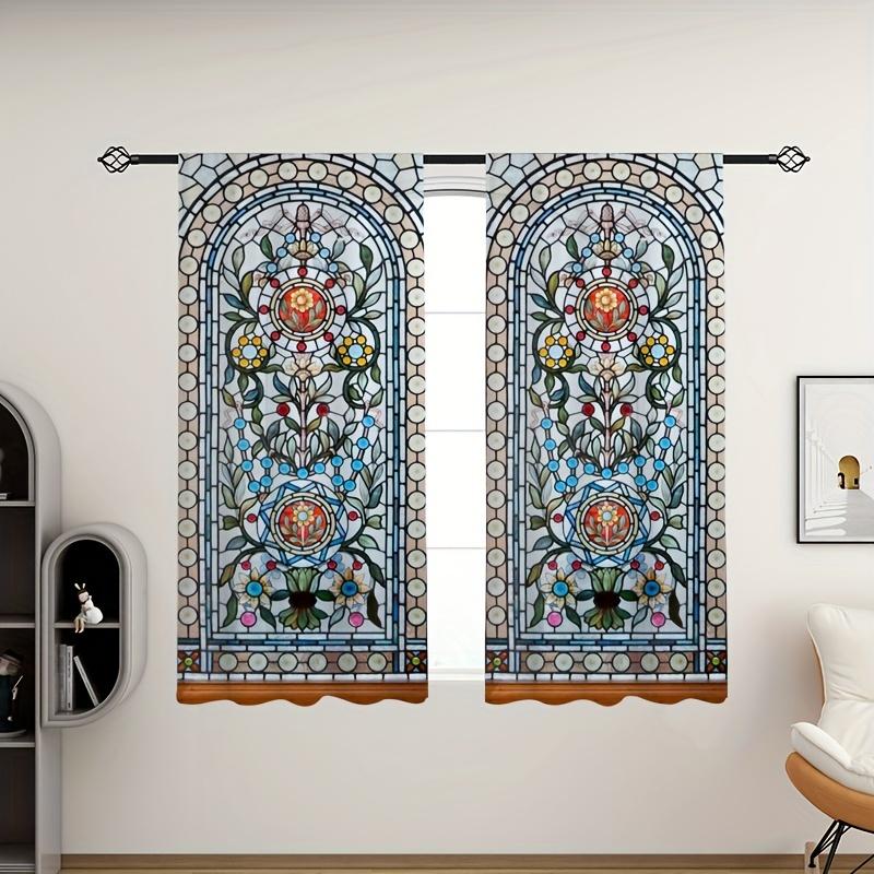 2 Panels European Style Gothic Floral Curtains Beautifully Printed Aesthetic Enhancement for Living Room Bedroom Home Decor