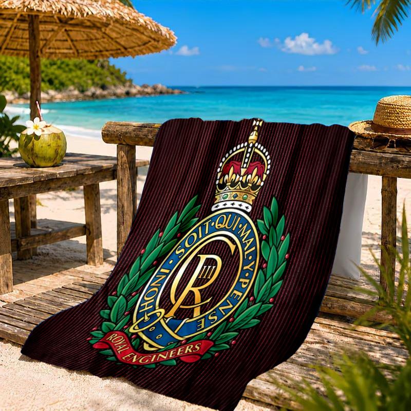 Royal Engineers Crest Emblem Beach Towel, Quick-drying, Easy to Care for, Suitable for Both Fitness and Beach Vacations,Sports Essential