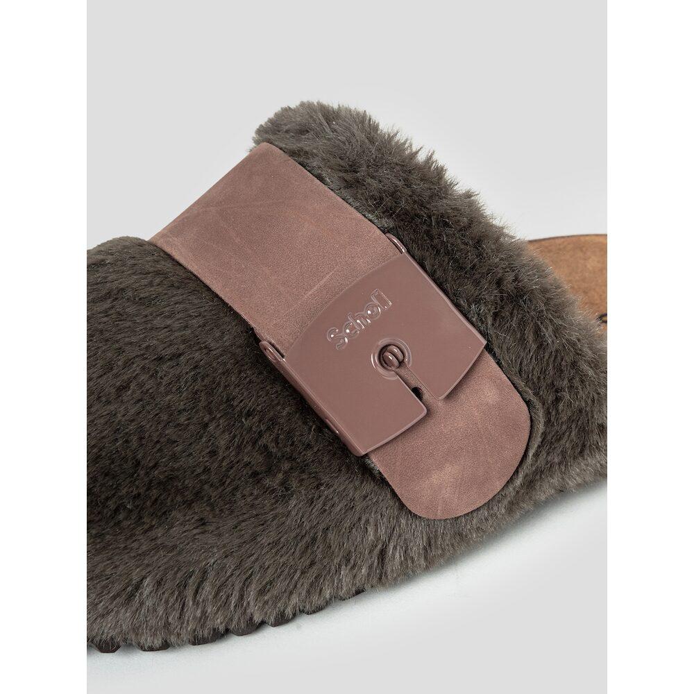 Scholl (Women) Fur Trim Cork Clog Green (Hh49K2C37M)