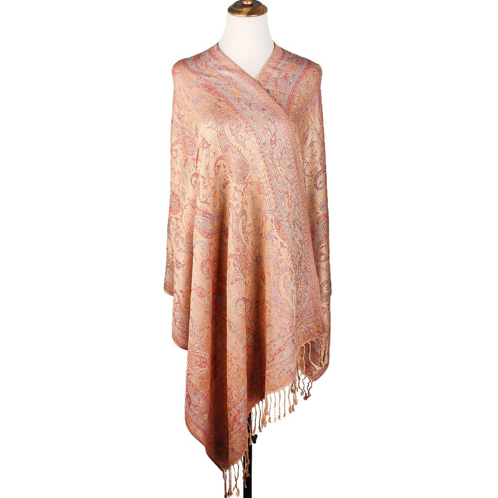 Ethnic Style Knit Scarf With Tassels For Women Warm Sunshade Dustproof Allseason