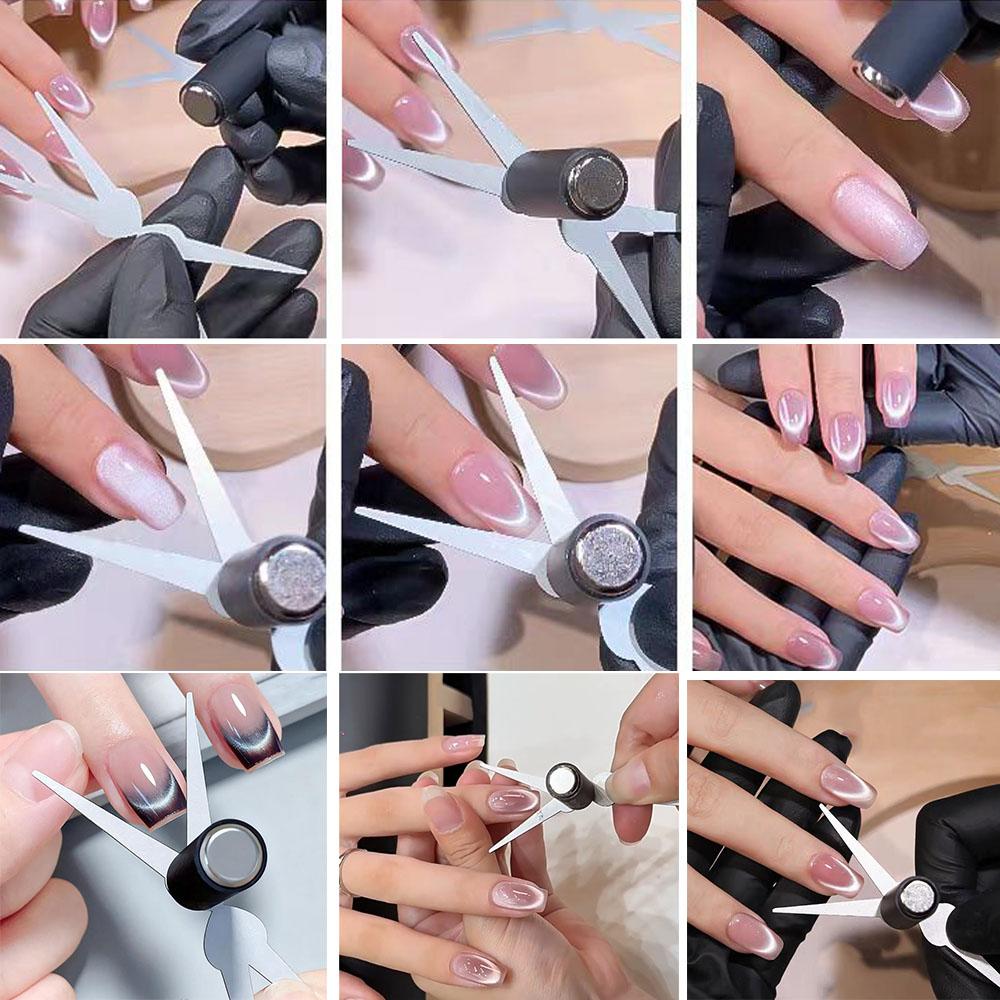 1/2Pc Double-Head French Cat Eye Nail Magnet Set Big Y-shaped 2 In 1 Crescent Moon Cat Eye's Magnet Stick DIY Gel Manicure Tool