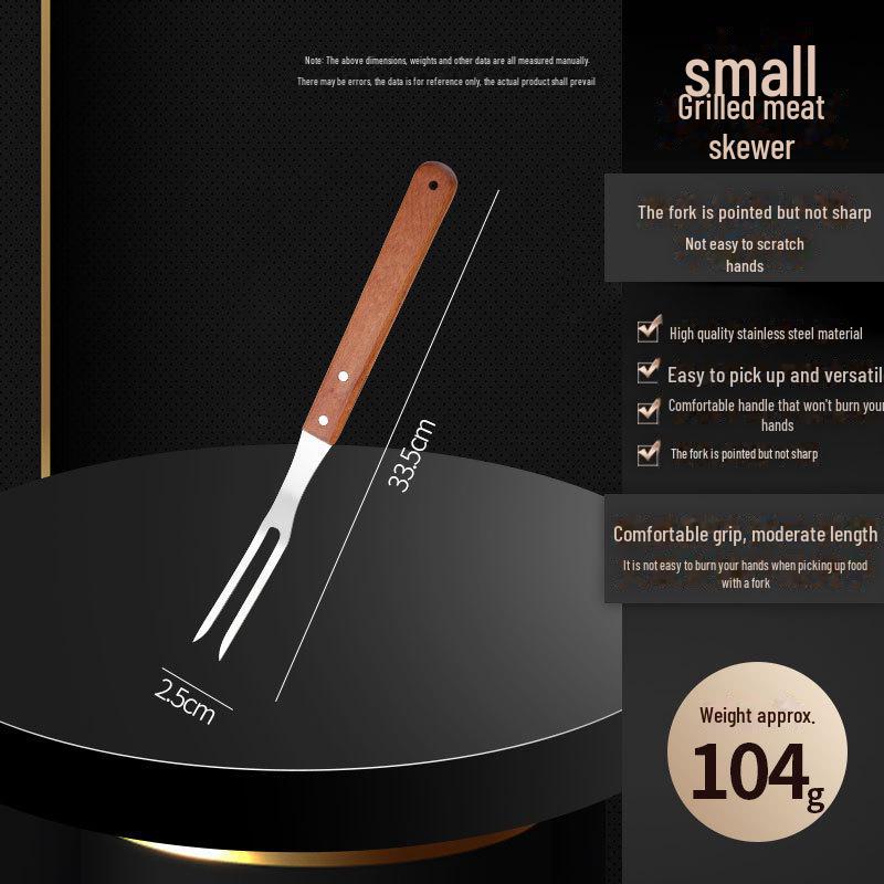 Forchetta per barbecue in acciaio inossidabile con manico in legno spesso per manzo e montone