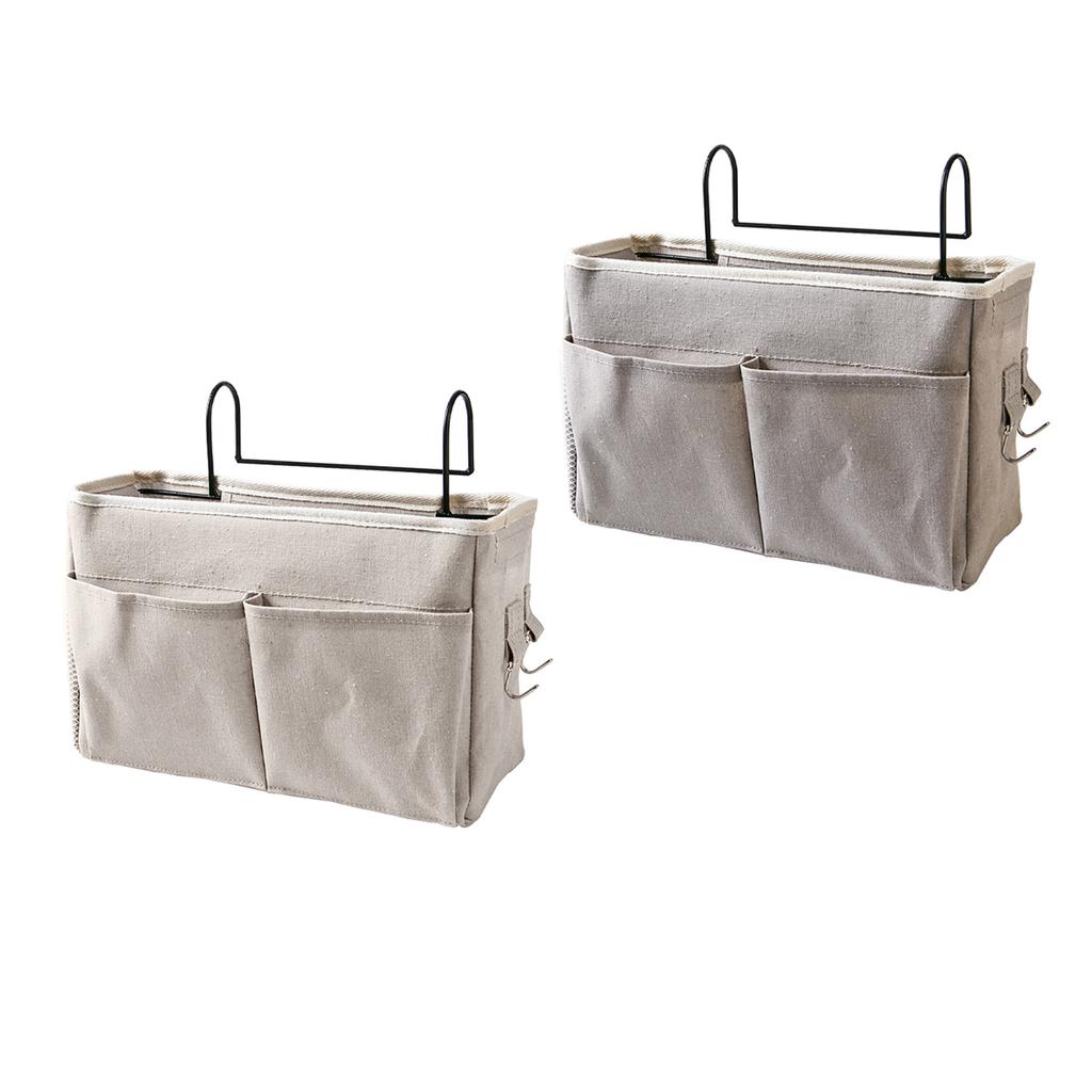 Bedside Hanging Storage Bag Nightstand Hanging Bag Cotton Linen Bedside Storage Pocket  Basket for Bunk Bed Dorm Rooms