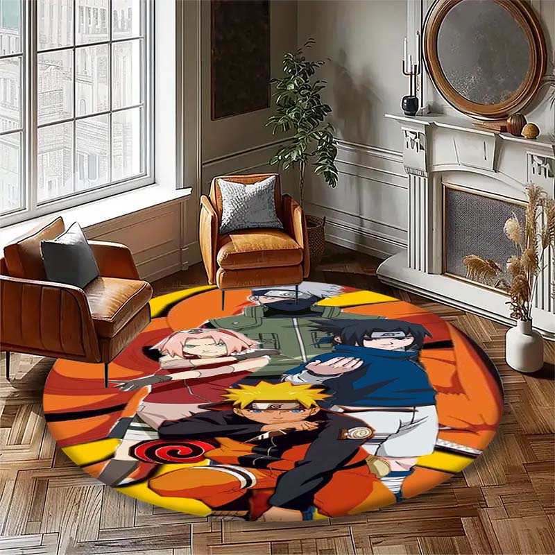 Naruto Uzumaki Akatsuki  Printed Round Rug Soft  Anti-Slip Carpet  for Home Bedroom Living Room Gaming Room Dorm Decor