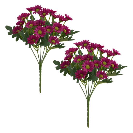 Faux Chrysanthemum Bundle UV Resistant Autumn Artificial Flowers Outdoor Realistic Faux Plants for Patio Porch Window Box Indoor Vase Decor