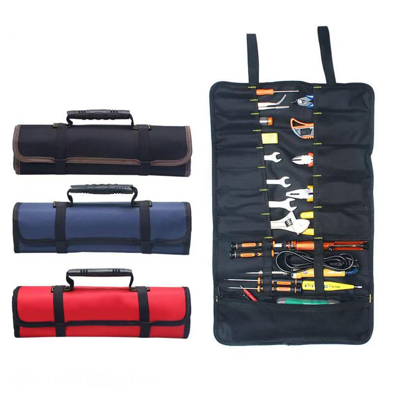 Large Capacity Roll-up Tool Bag for Electricians - Thickened Canvas Pouch for Home Appliance Repair