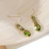 Vintage Green Artificial Zircon Dangle Earrings for Women Bohemian Geometric Pendant Earrings Party Jewelry Accessories Gifts
