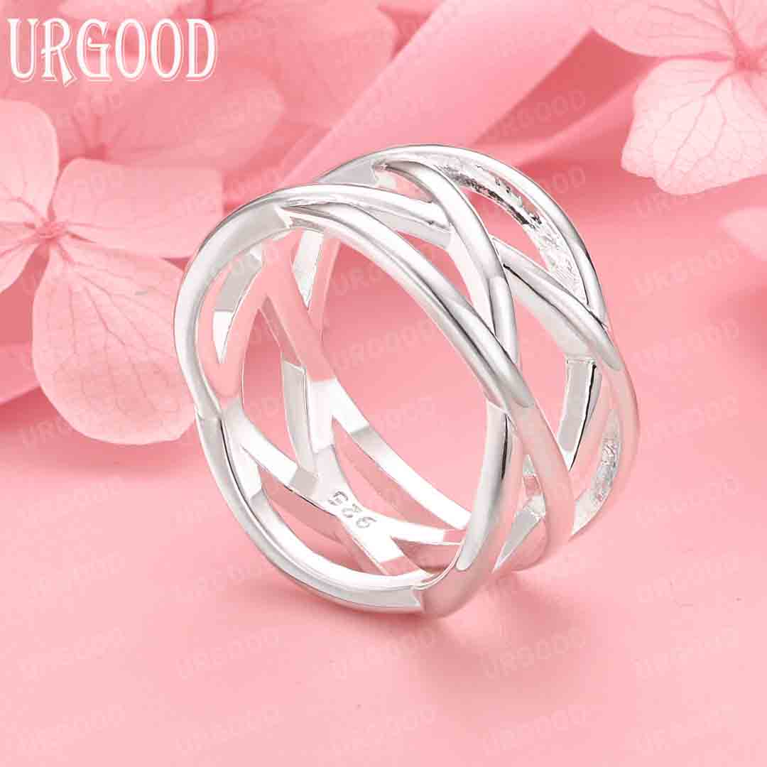 

Весільні ювелірні вироби зі срібла 925 проби Модне кільце 10#