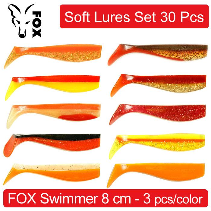 

Soft Lures Set FOX SWIMMER #7, 80 мм. Набір силіконових приманок для риболовлі, віброхвости - 30 шт. 30 pcs