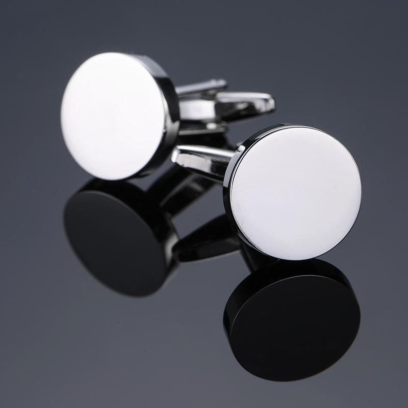 Classic Men's French Shirt Cufflinks High Quality Round Laser Metal Cuffs Buttons Business Suit Accessories, Jewelry Wholesale
