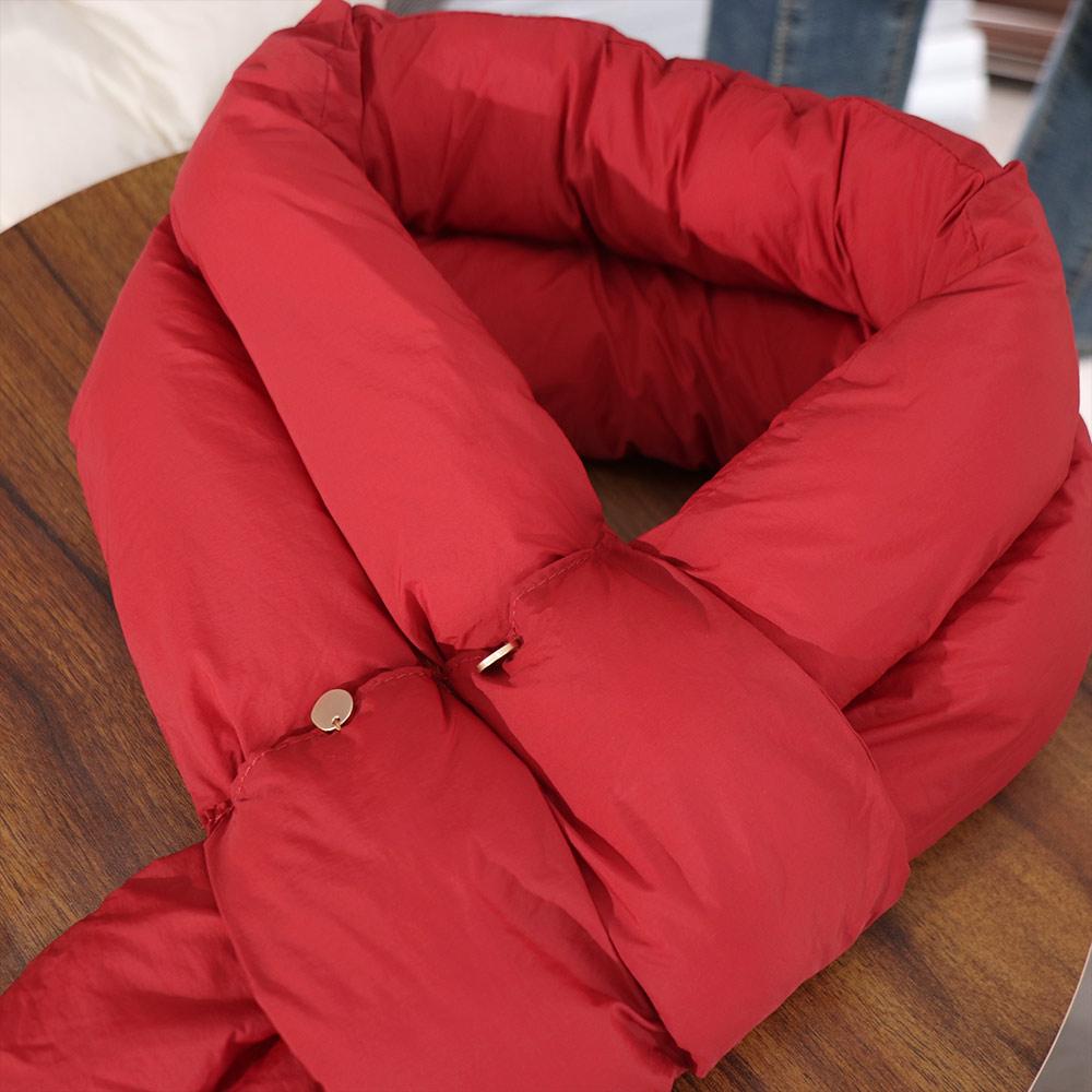 Casual Solid Color Cotton Padded Scarf Windproof Keep Warm Cross Feather Shawl Apparel Accessories Down Neck Scarf Girls