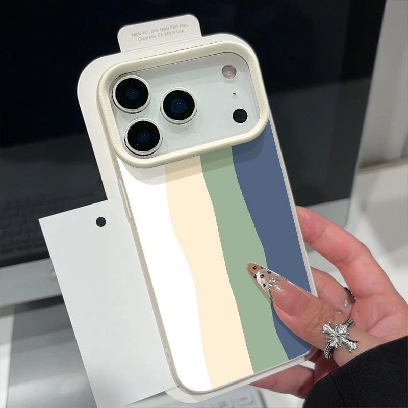 Floral Stripe Pattern Case For iPhone 17 16 Pro Max Luxury Leather Texture Matte Silicone Cover For iPhone 15 14 13 Pro Max 11 16e 17e