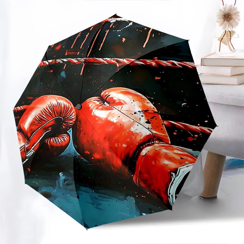 

1pc Red Boxing Glove Automatic Folding Umbrella, Portable 3-Fold Design with Iron Frame, Perfect for Outdoor, Ideal as a Gift for Fans or Travelers.X0