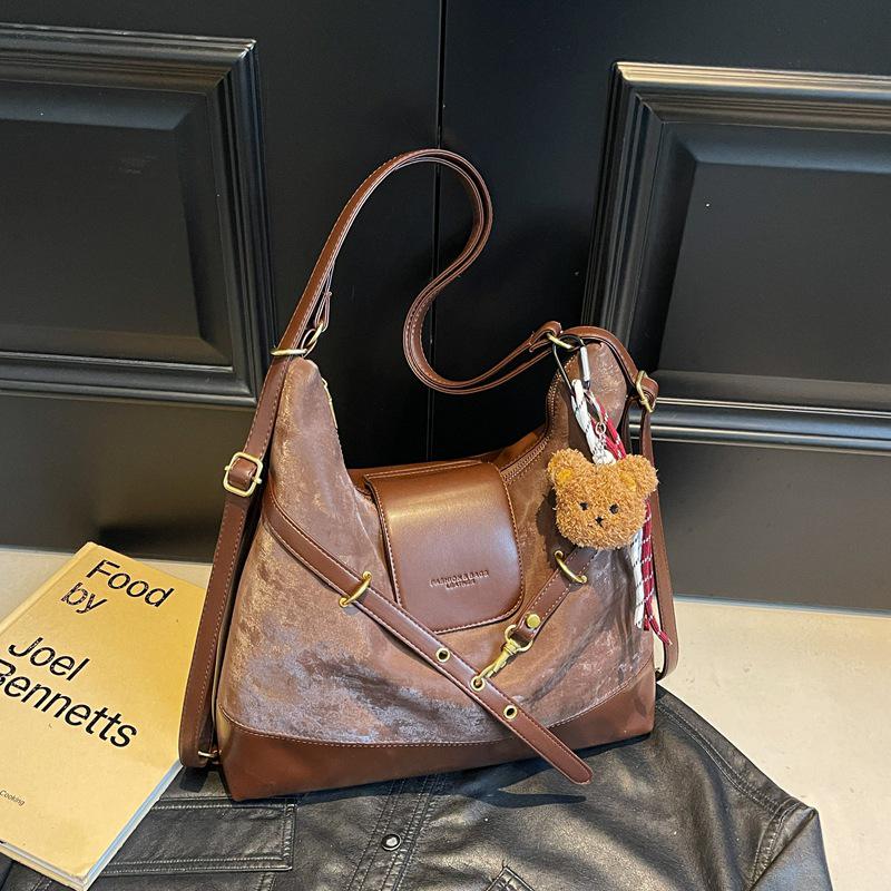 

Женская замшевая сумка-тоут - Универсальная, вместительная сумка кроссбоди для поездок на работу Without Pendant кофейный