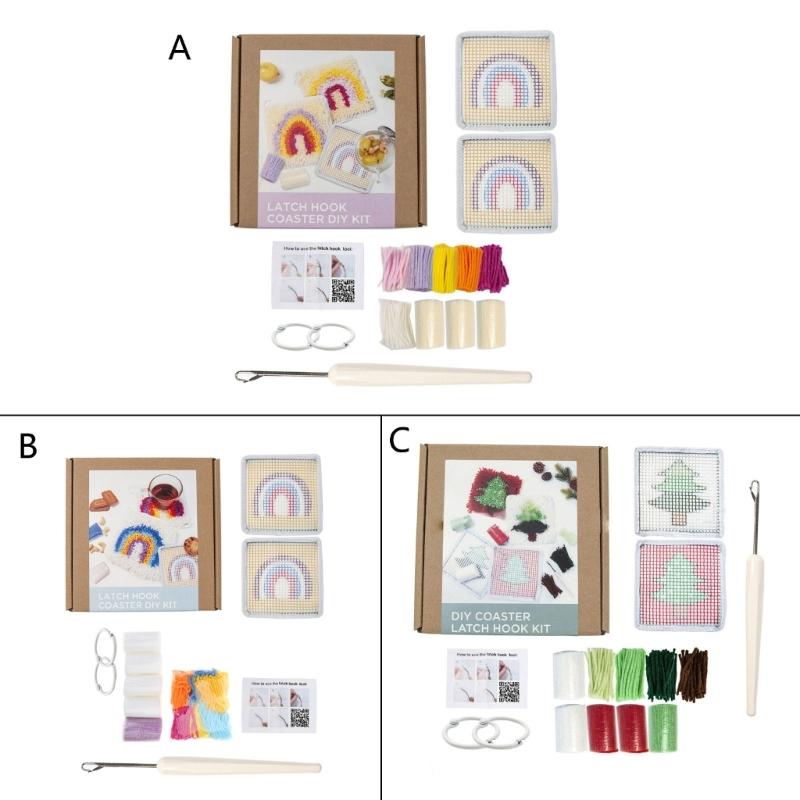 Latch Hook Kits with Printed Canvas 6X6 Inch Handmade Arts Coaster Festival Gift