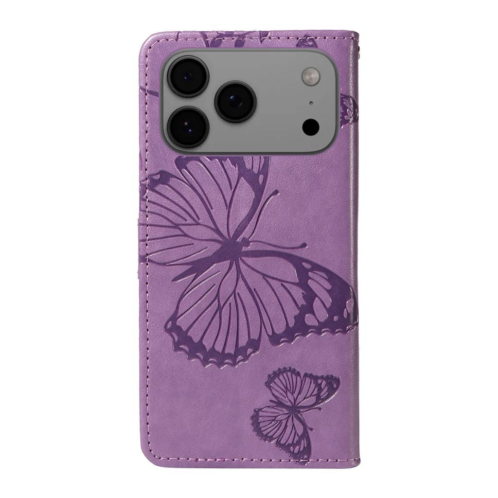 For iPhone 17 Pro Max Wallet Case Floral Butterfly Imprinted Leather Phone Cover Stand