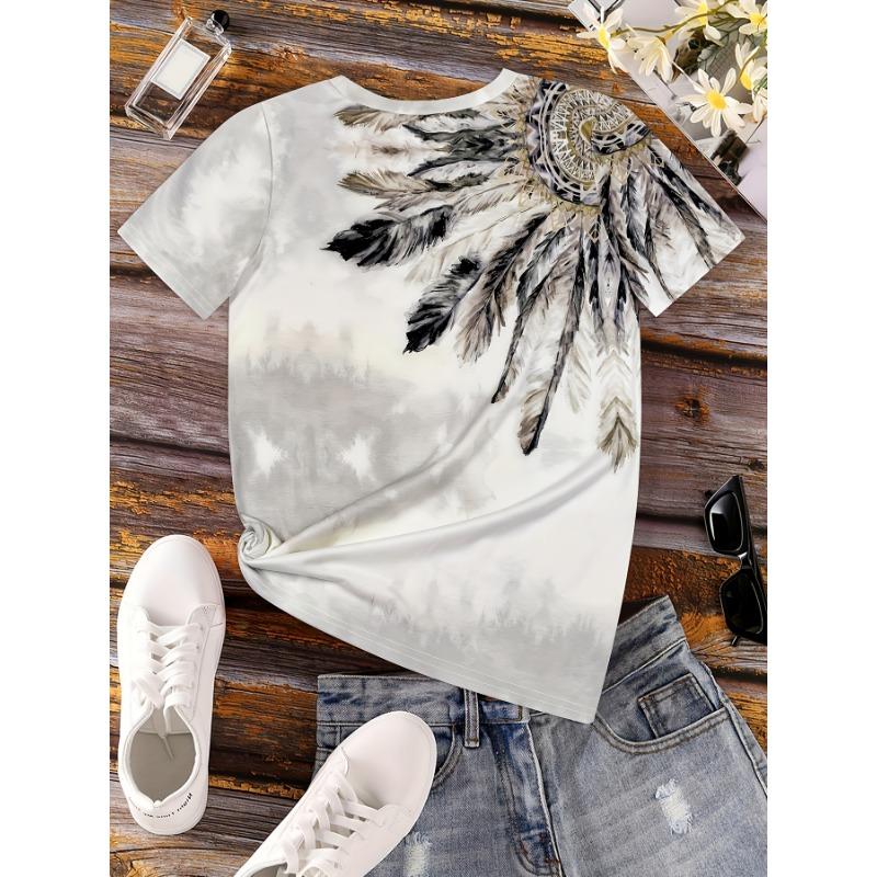 Ladies  casual short sleeved gradient printed T-shirt S