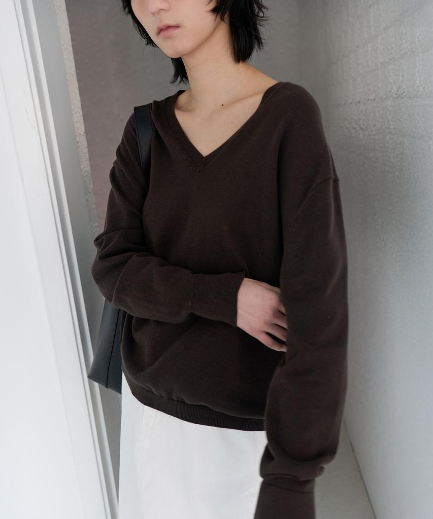 Leuba All-Day Cotton V-Neck Knit - Espresso Brown