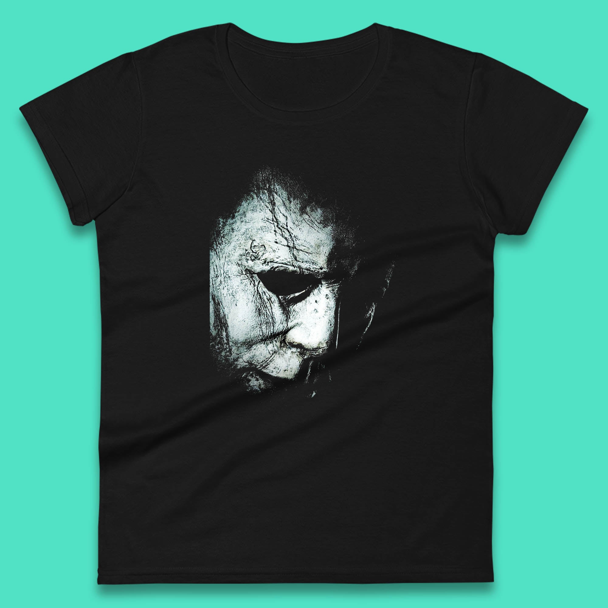 

Michael Myers Face Art Halloween Serial Killer Horror Movie Character Womens Tee T Shirt Mens Tops Unisex Top 3XL