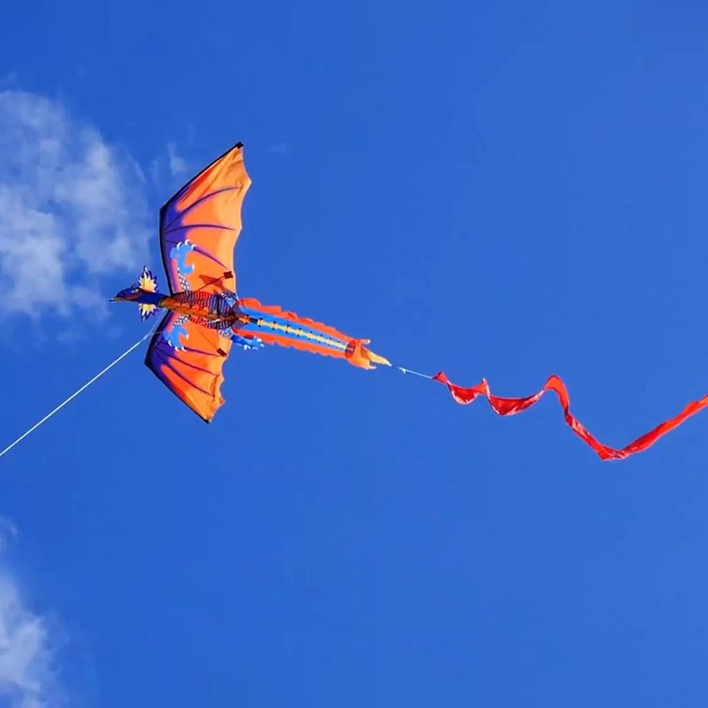 Upgrade Classical Dragon Kite, Easy to Fly for Beginners and Adults, 63-Inch Single Line with Tail
