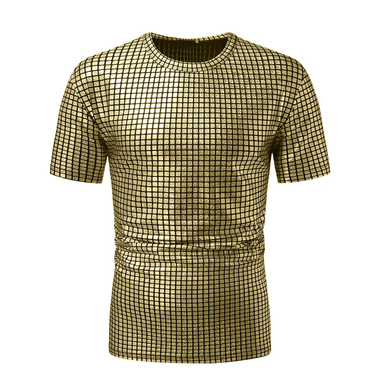 Men s Summer Plaid Tops Printed Shiny Men s Tops Casual T-shirts Men S